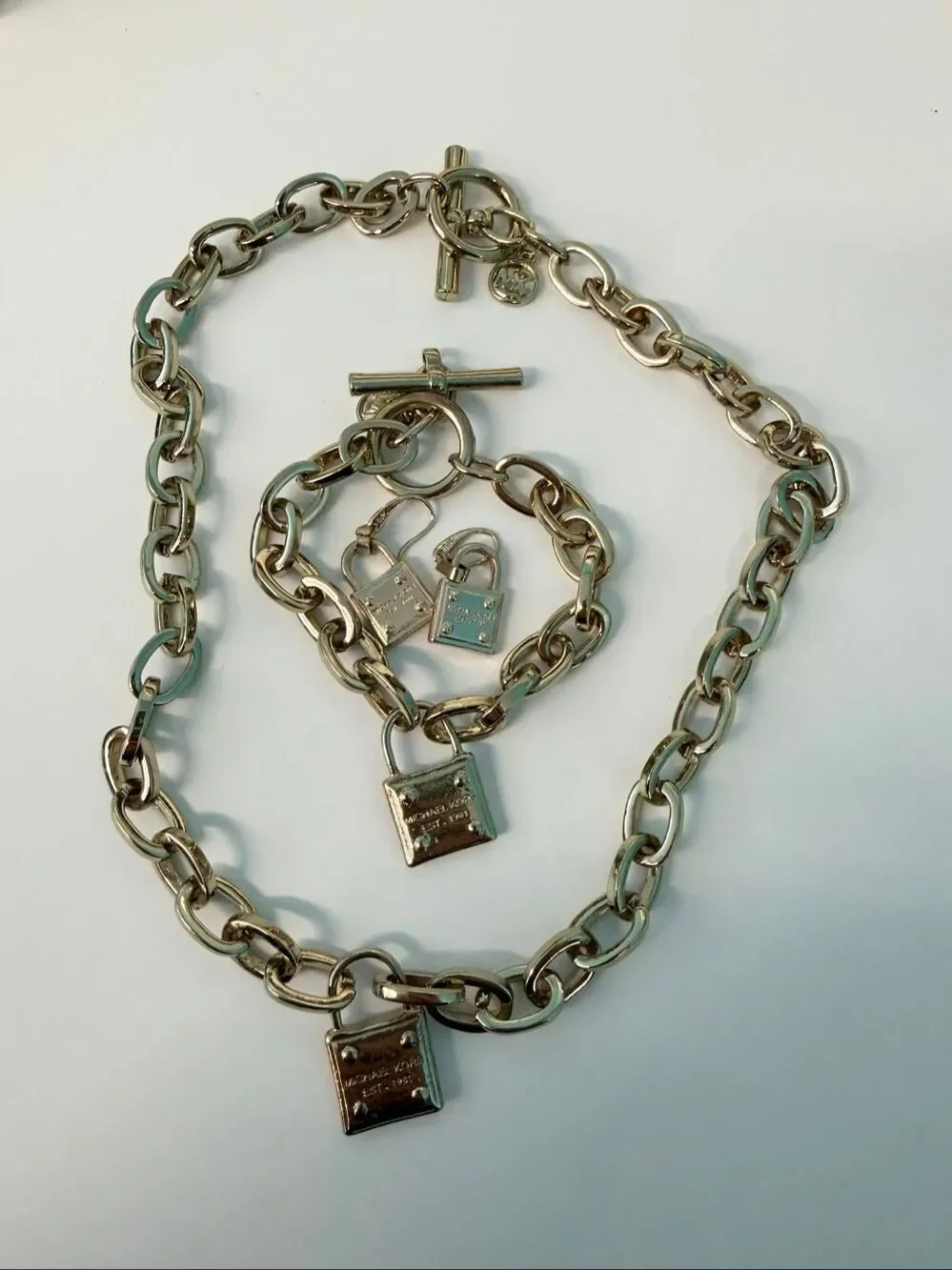 Michael Kors EST. 1981 Padlock Jewelry Set Necklace Bracelet Earrings with Micha